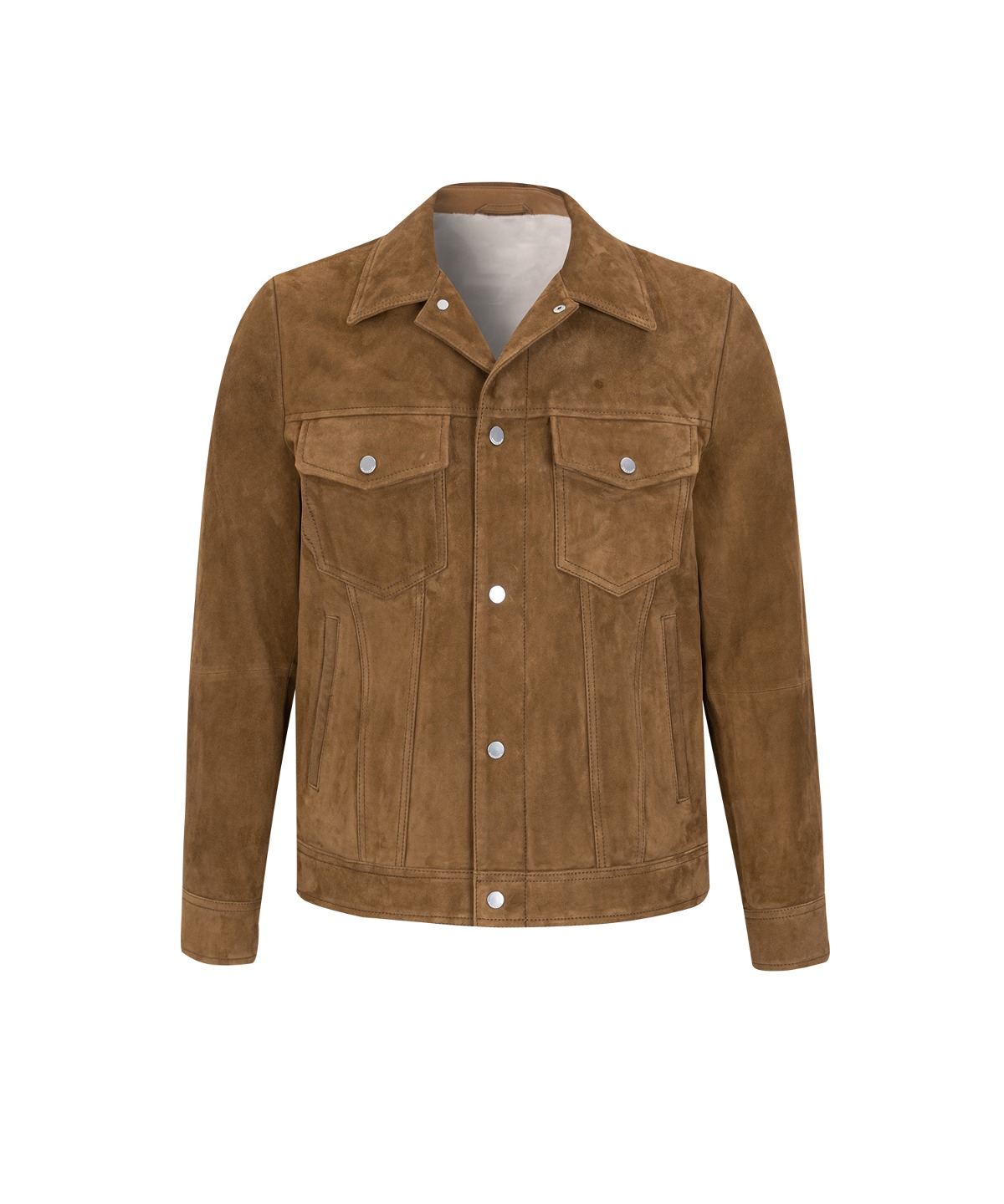 Western suede trucker jacket / Goat skin (Cognac)