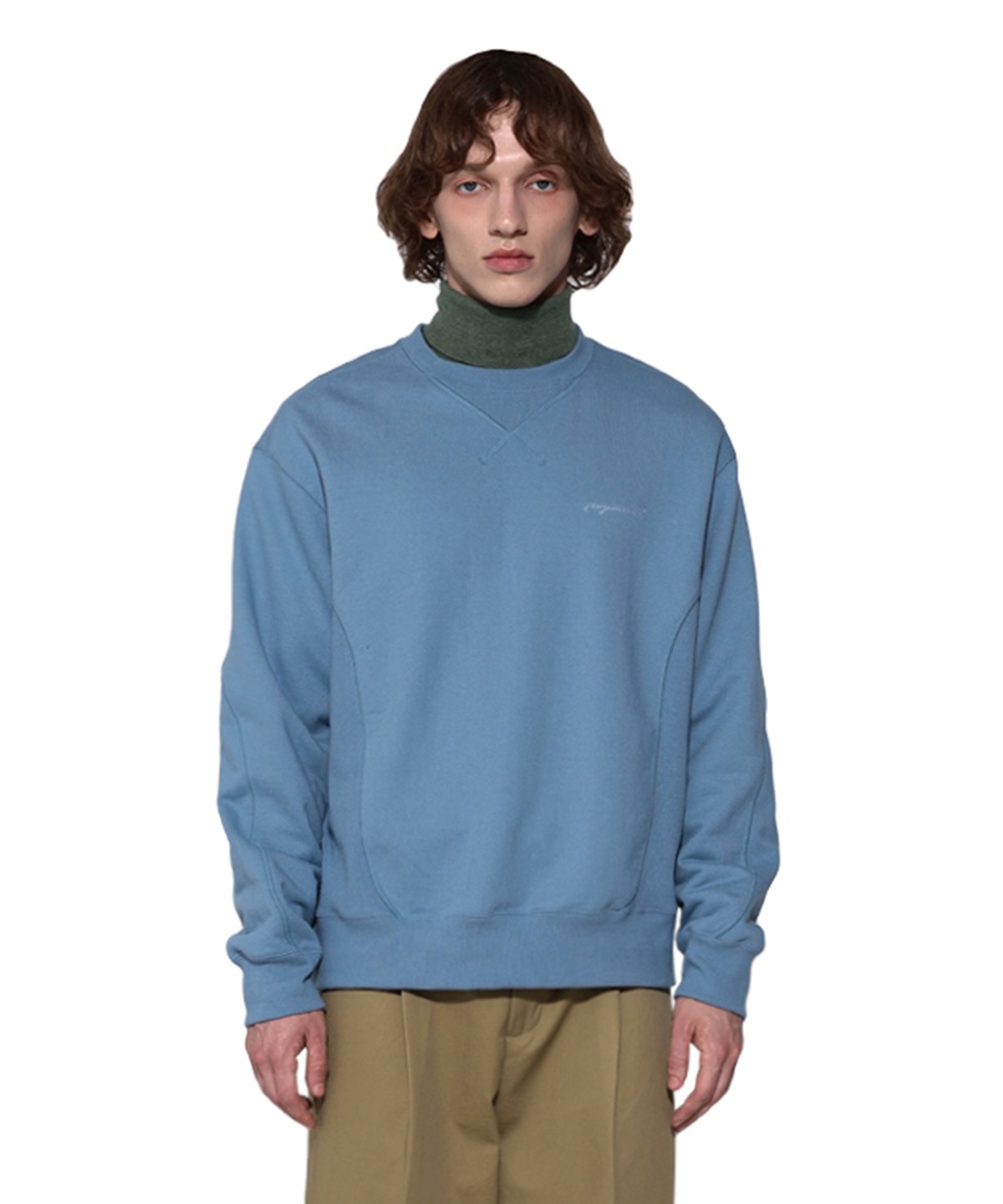 Curved Section Contras Sweatshirt -Sky Blue