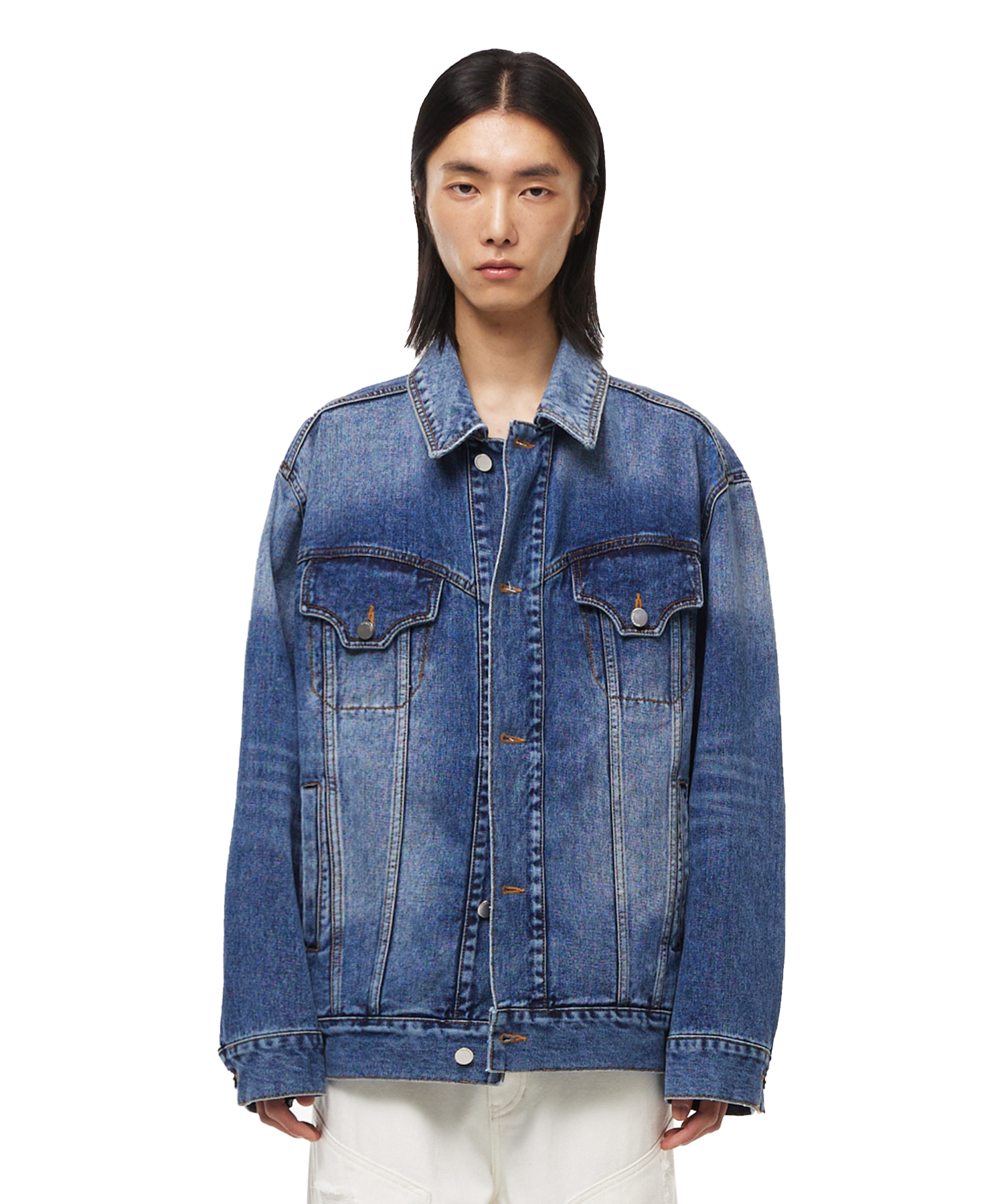 [4월 12일 예약 발송] Oversize Classic Denim Jacket - Blue