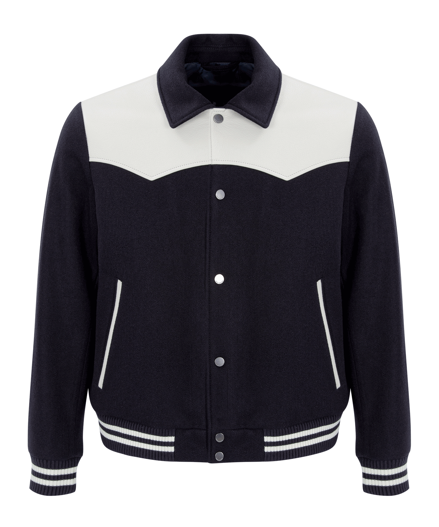 Wool teddy jacket / Cow skin (Navy)