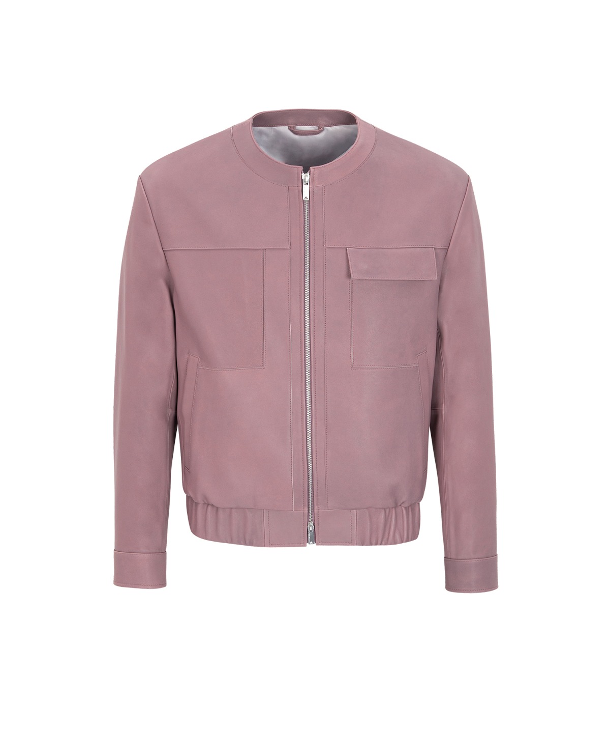 Bohemian collarless jacket / Lamb skin (Pink)