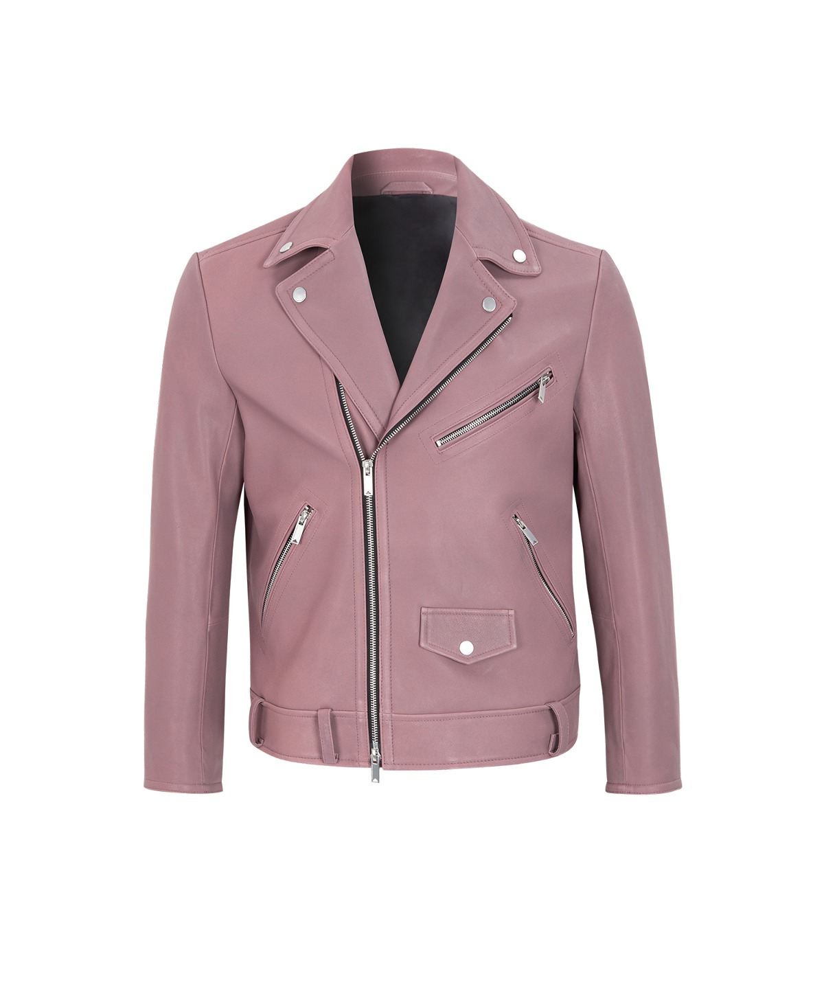 Classic rider jacket / Lamb skin (Pink)