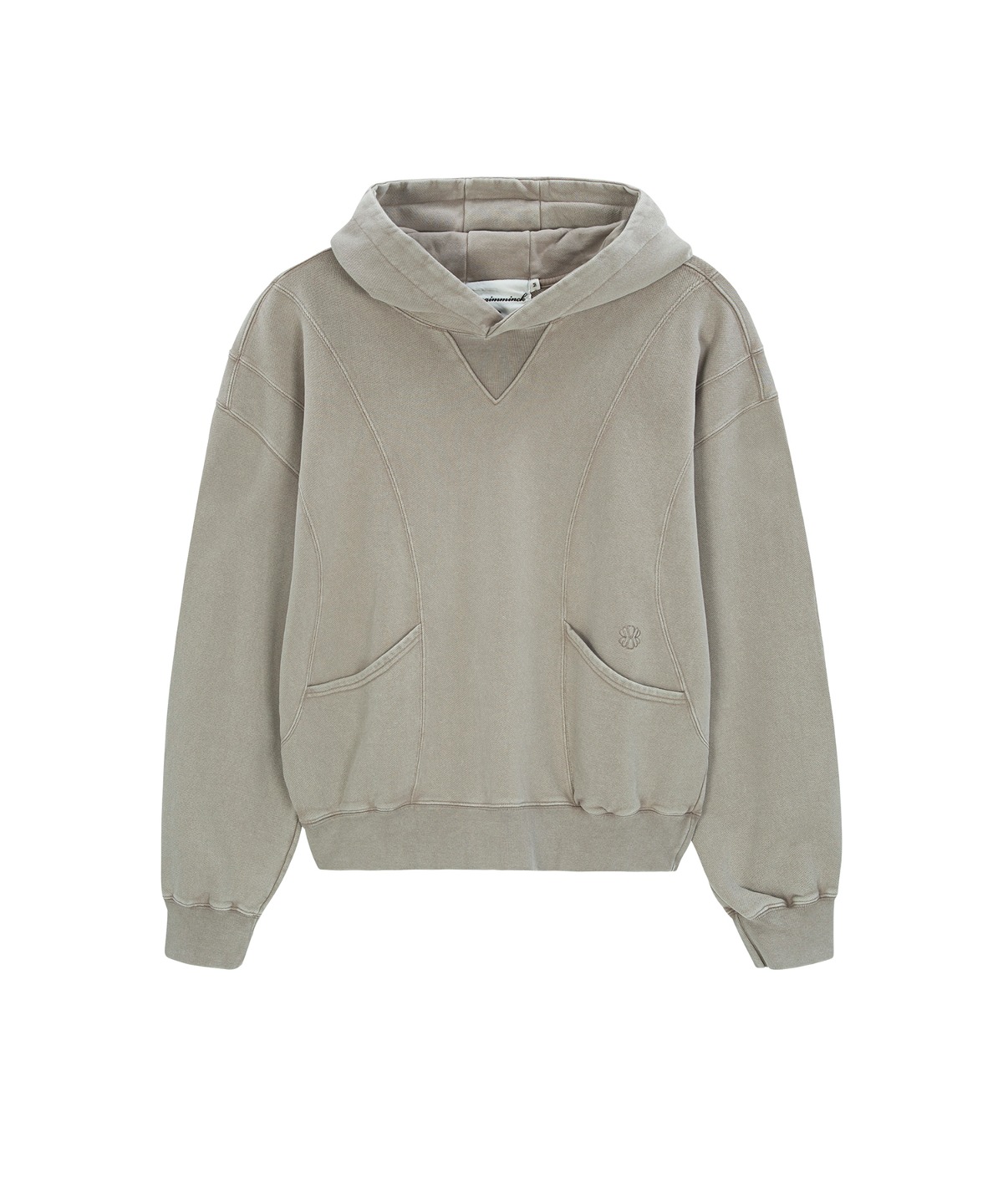 Cutting Out Pocket Washed Hoodie - Beige