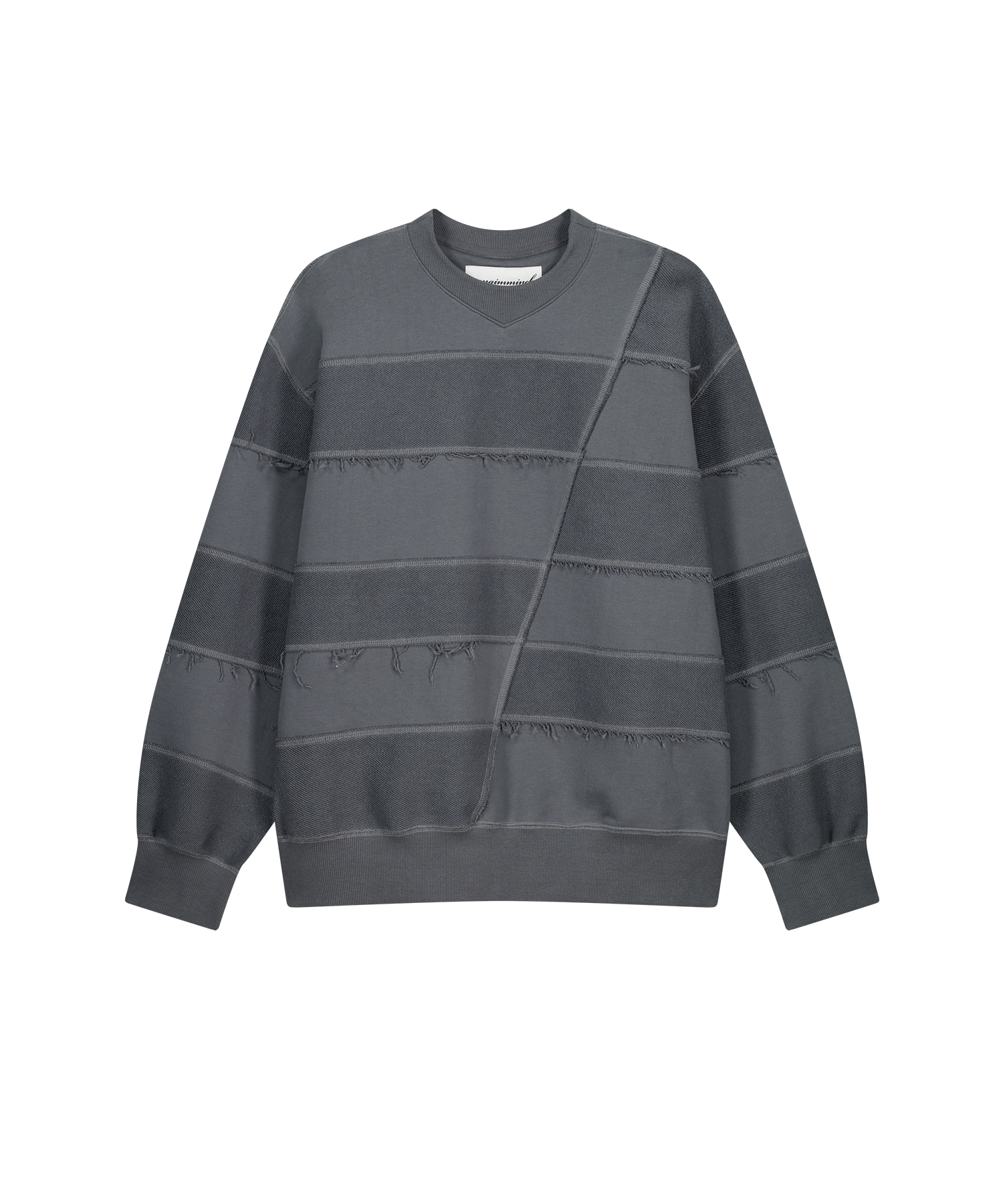 [4월 9일 예약 발송] Unbalance Stripe Sweatshirt - Dim Gray